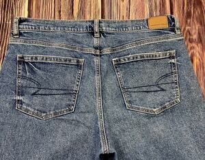 American Eagle Womens Size 12 Short Blue Stovepipe Crop Jeans Stretch